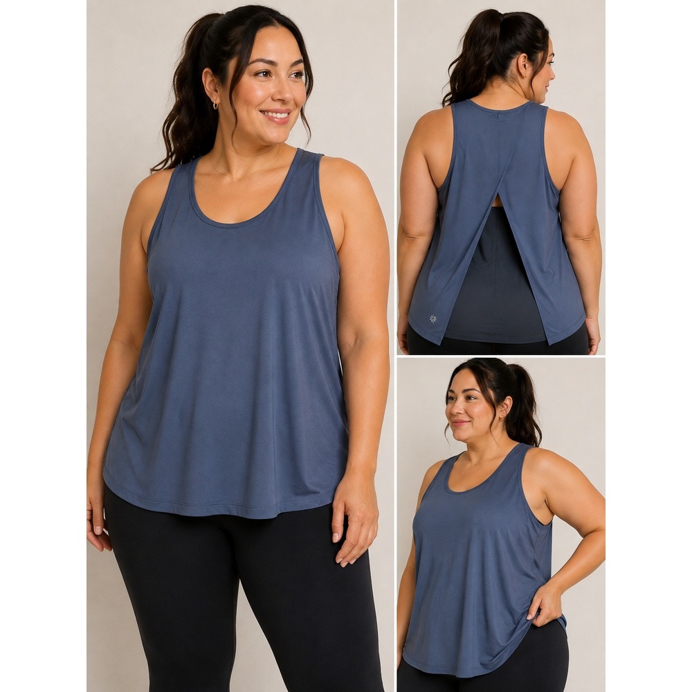 Athleta Blue Open Back Workout Tank Top Women's XL Activewear